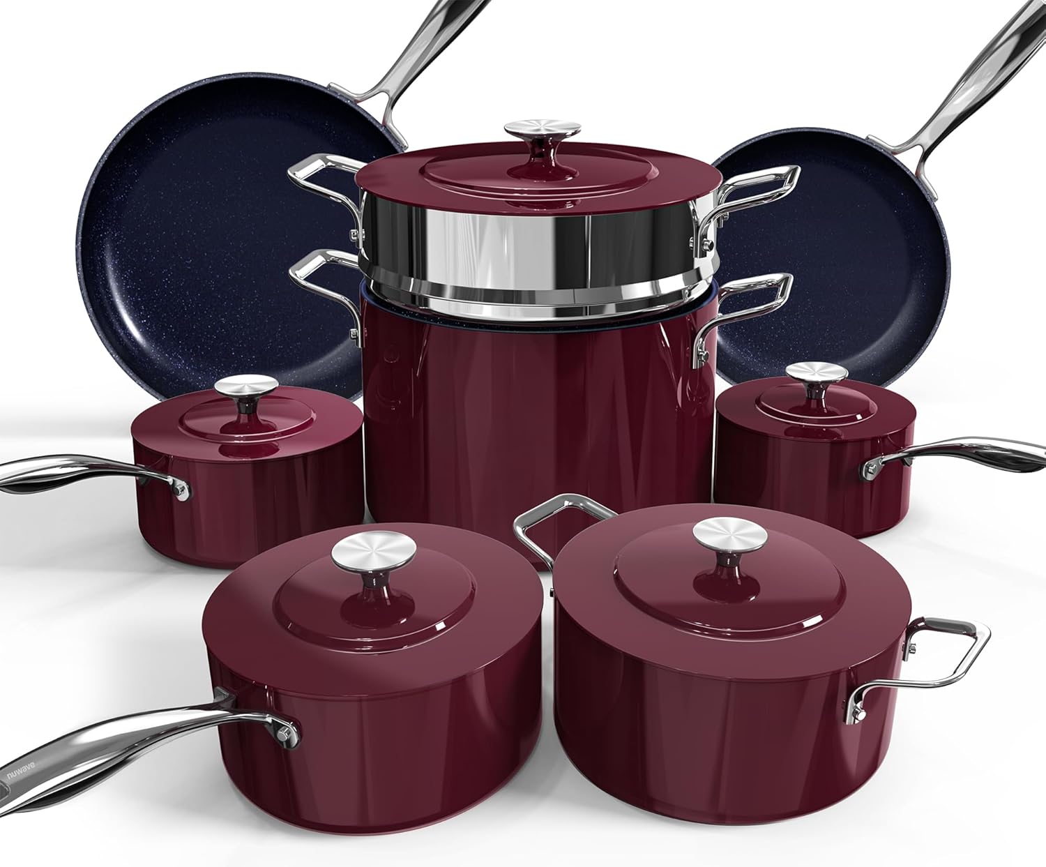 Nuwave Lux 13pc Forged Lightweight Cookware Set PFAS Free, Healthy G10 Duralon Ceramic Coating, Ultra Non-Stick, Stay-Cool Handles, Works on All Cooktops & Induction Ready Cinnamon Lux