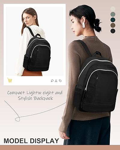 Miniatura 6 de Mini mochila para mujer, tamaño mediano, pequeña, negra, mochila de viaje, mochila universitaria, A-Negro, Casual