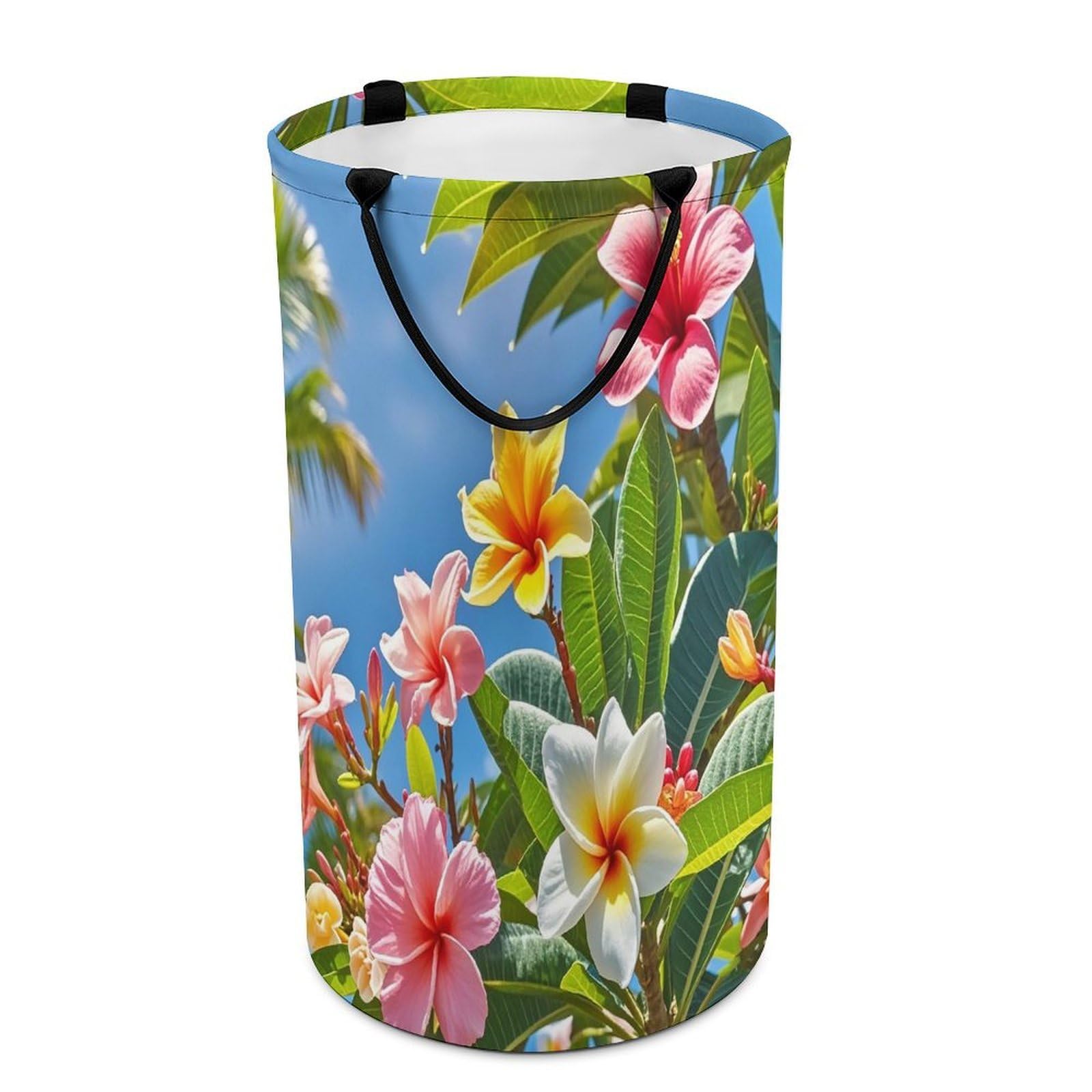 Hawaii Flowers Laundry Hamper Waterproof Clothes Basket Large Capacity Collapsible Laundry Basket Freestanding Clothes Hamper for Dorm Family Bathroom Decor Storage 86L
