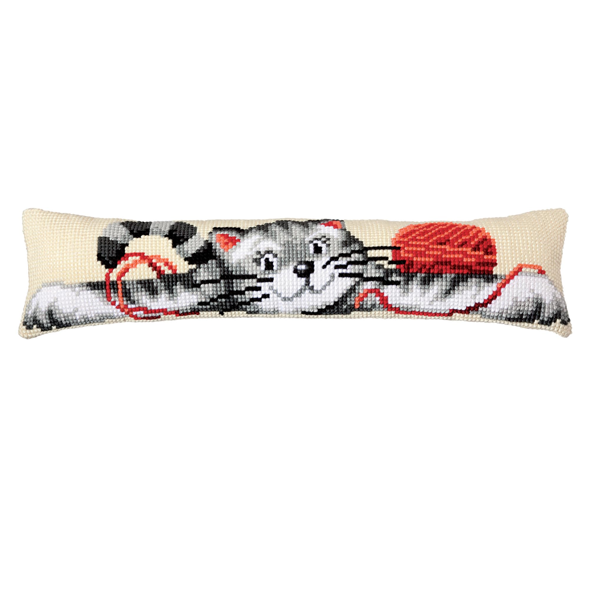 VERVACO Kit Cuscino Punto Croce Gatto Set Ricamo Principianti Paraspifferi Cuscino Decorativi ca. 80 x 20 cm Accessori per Lavoretti Creativi DIY Casa Decor Hobby Adulti Cross Stitch
