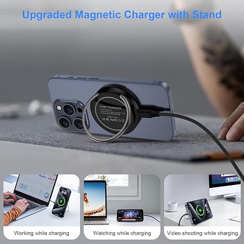 Miniatura 6 de Cargador inalámbrico magnético para iPhone 17 Pro17Pro Max171615141312 SeriesAirPods32Pro, paquete de 2 cargadores Mag-Safe de 15 W, almohadilla de