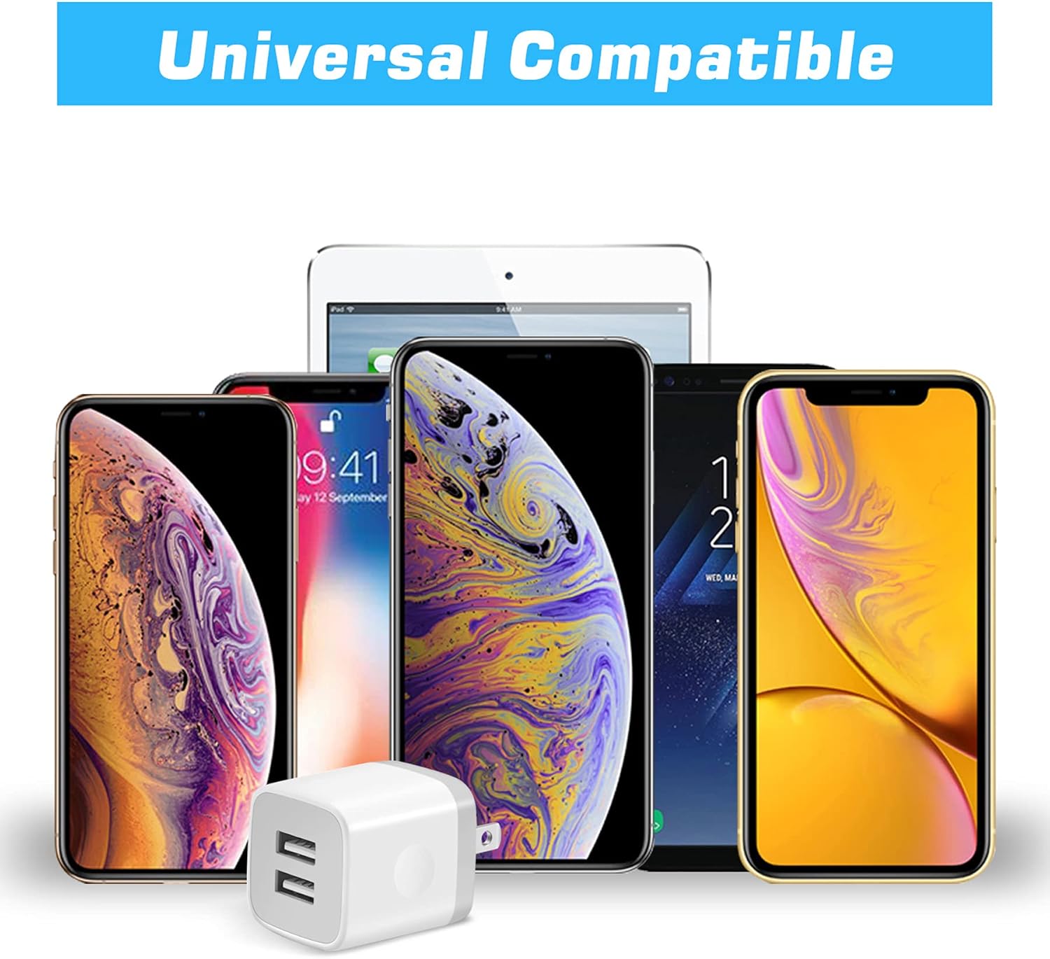 X-EDITION USB Wall Charger,4-Pack 2.1A Dual Port USB Cube Power Adapter Wall Charger Plug Charging Block Cube for Phone 8/7/6 Plus/X, Pad, Samsung Galaxy S5 S6 S7 Edge,LG, Android (White) : Cell Phones & Accessories