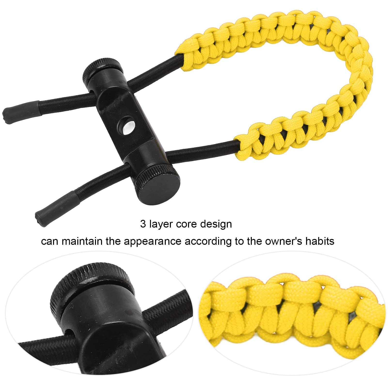 Imbracatura da Polso con, Cinturino da Polso con Cinturino da Polso con Composto Corda Lavorata a Maglia a Mano Regolabile per L'allenamento(Giallo)