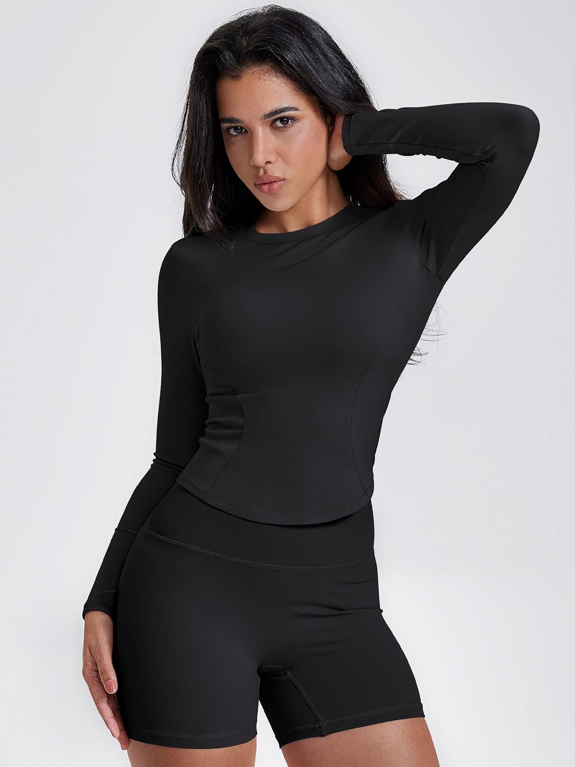 GYM RAINBOW Long Sleeve Workout Shirts for Women, Cropped Athletic Tops Slim Fit Crew Neck Yoga Top Running Gym T Shirts - Image 5