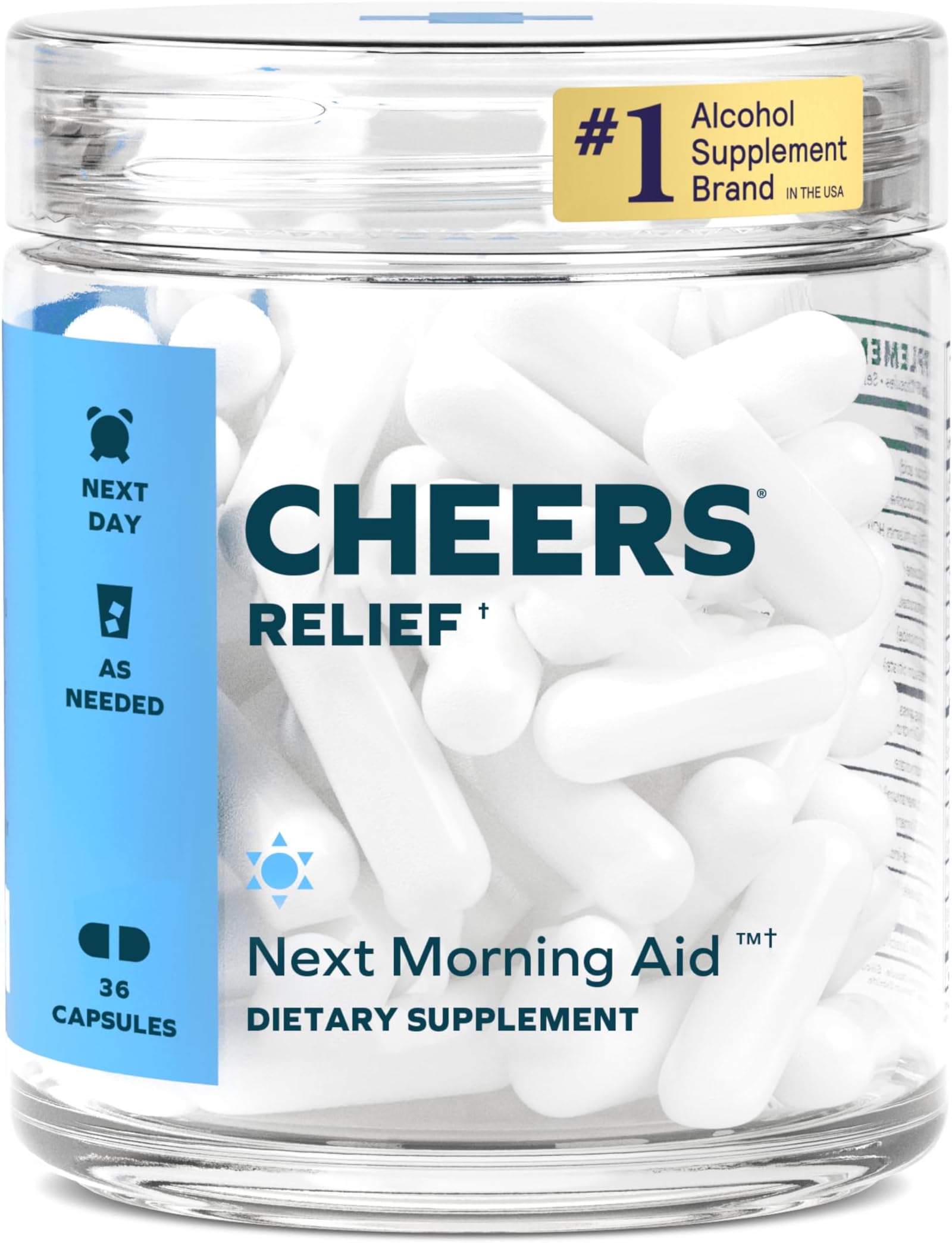 Cheers Relief | Ginger + White Willow Bark for the Next Morning Aid | Feel Better After Drinking | 12 Serves | Ginger, White Willow Bark, L-Theanine, Caffeine