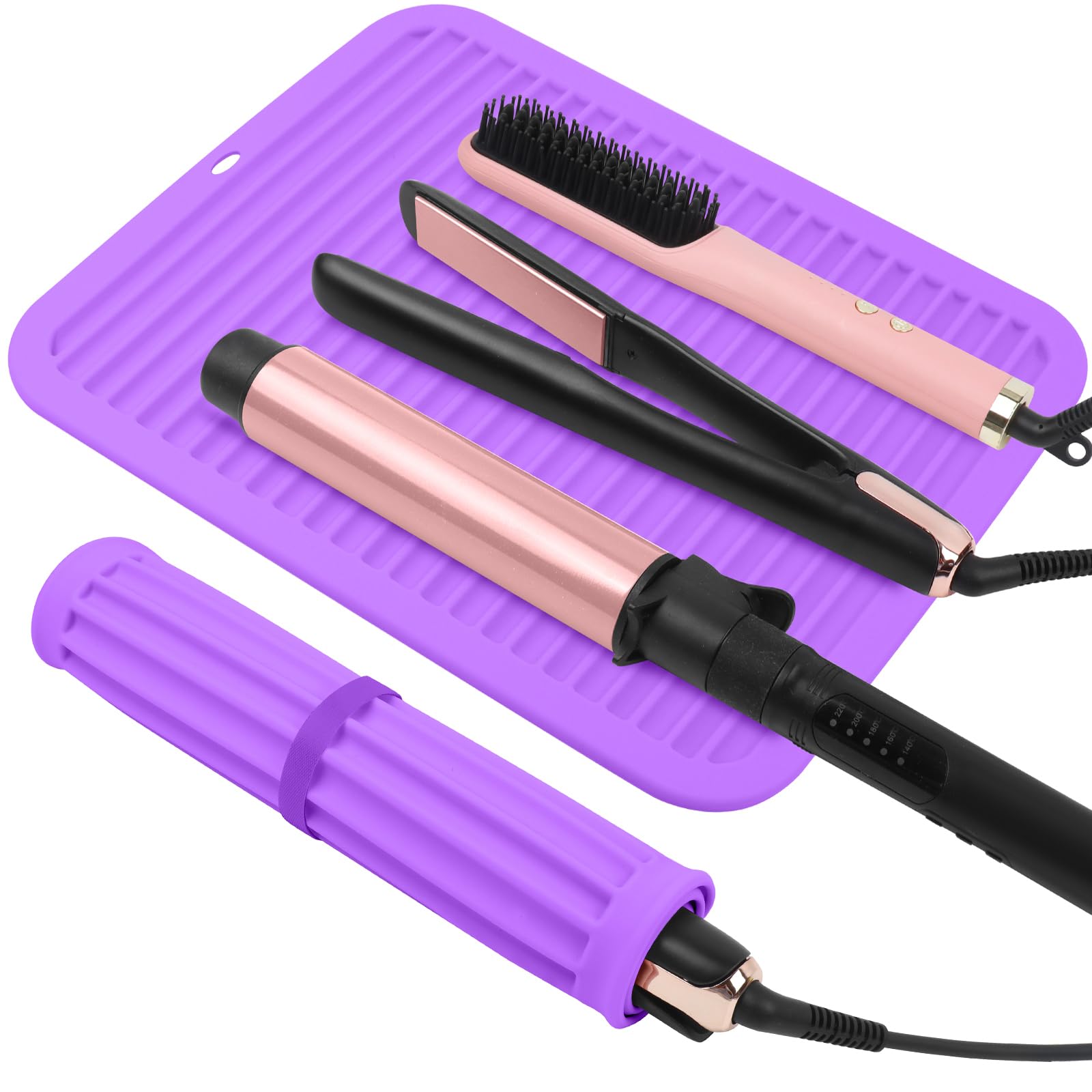 Silicone Heat Resistant Mat for Hair Tools, Oversize, Purple