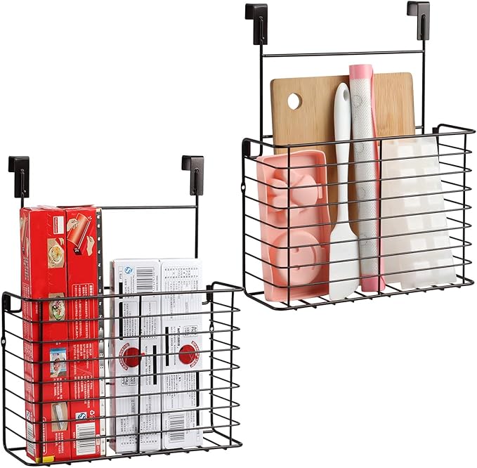 TreeLen 2PK- Kitchen Cabinet Organizer for Cutting Boards Over The Cabinet Organizer Wall Door Mount Foil Holders Rack for Kitchen Bathroom Pantry-Bronze …