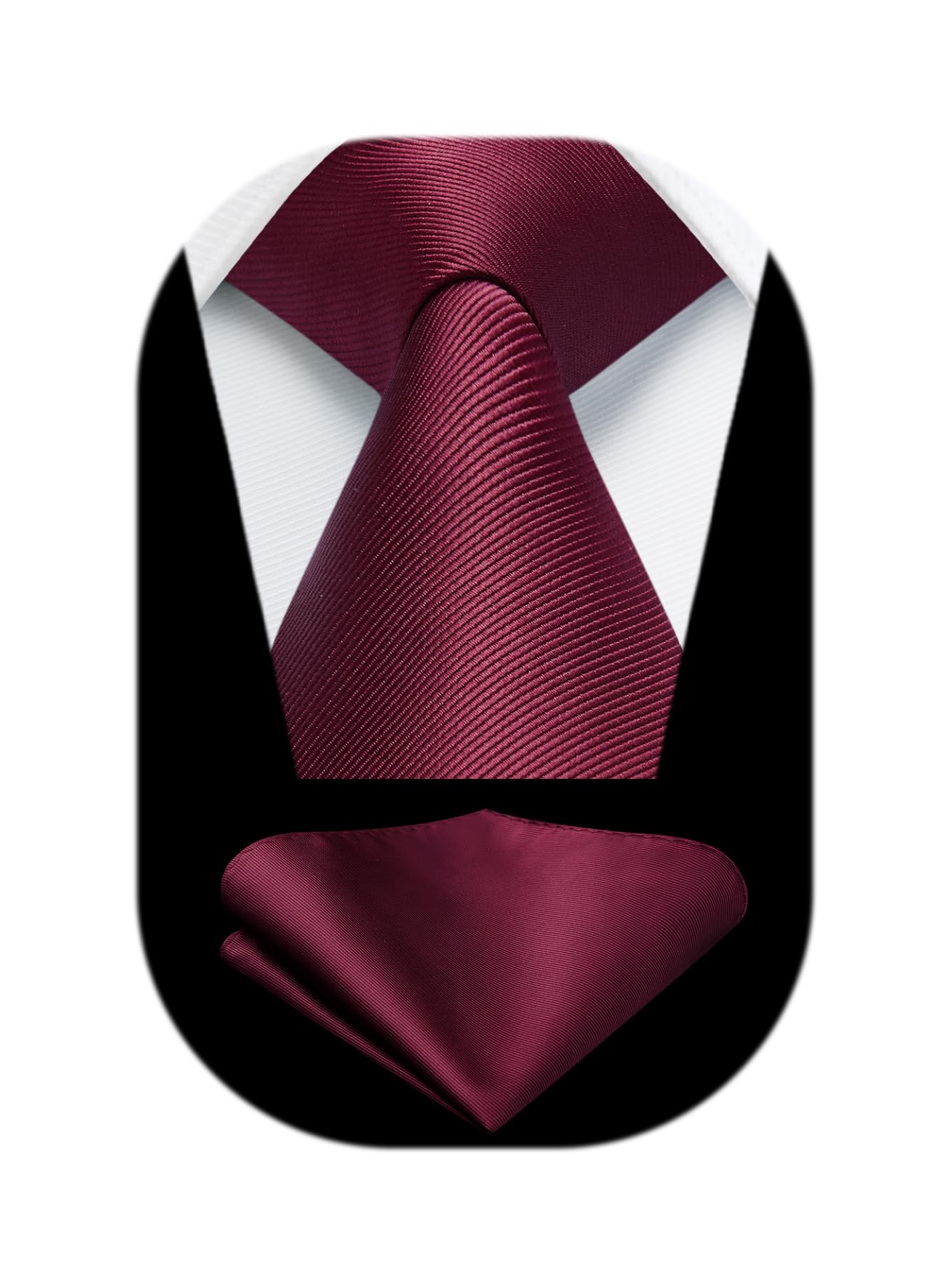 HISDERN Mens Ties Solid Color Ties for Men Formal Necktie with Pocket Square Set Satin Silk Neck Tie Handkerchiefs Set