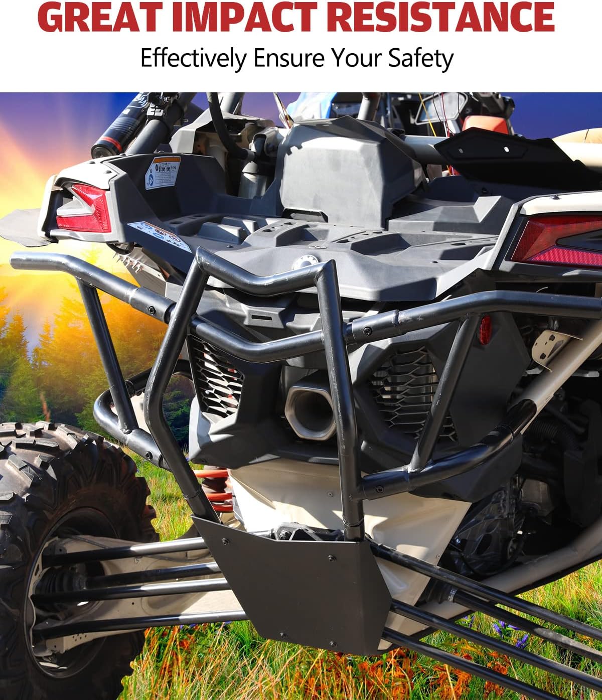 A & UTV PRO Rear Pre-Runner Bumper Bar for Maverick X3, Rear End Bumper Bar Brush Guard Protector for 2017-2025 Can Am Maverick X3 Max Turbo R RR Accessories, Replace OEM # 715002880, 715003436