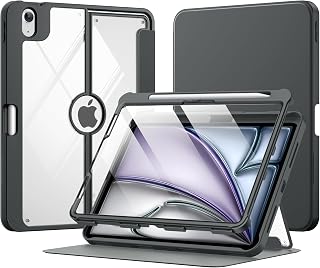 Moko for iPad Air 11 inch Case M4/M3/M2 2026/2025/2024 with ScreenProtector | For iPad Air 5th/4th Gen 10.9 inch Case 2022/2020, Full Heavy Duty Clear Cover with Pencil Holder, Magnetic Stand, Space Gray