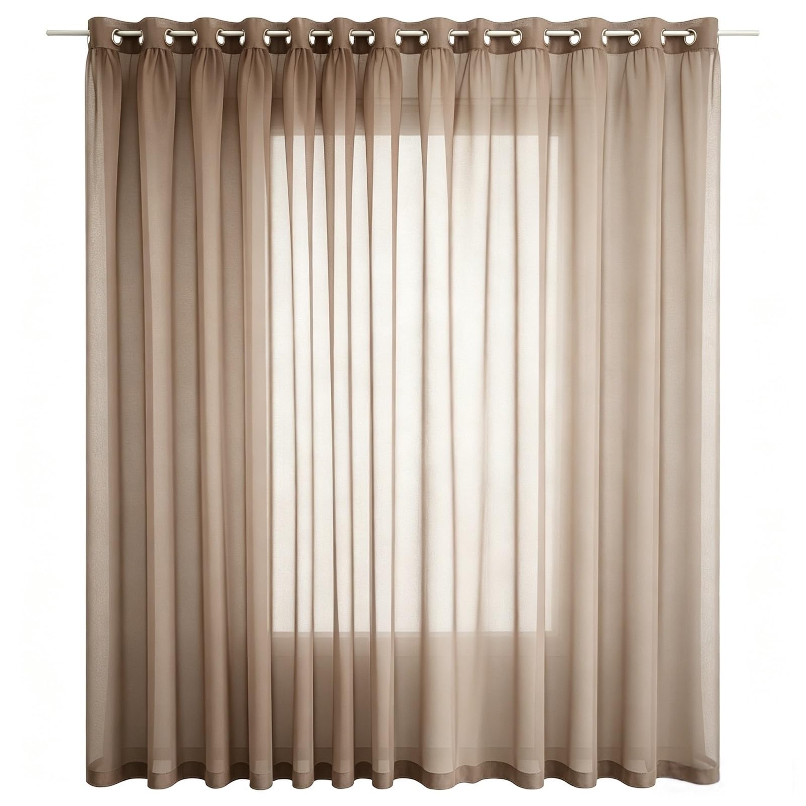 Rideaux Semi 125 x 145 cm Disponibles en Plusieurs Tailles. Transparent Rideaux Intérieur L'Élégance Classique pour Fenêtre de Cuisine, Style Maison de Campagne, Moderne, Marron Clair