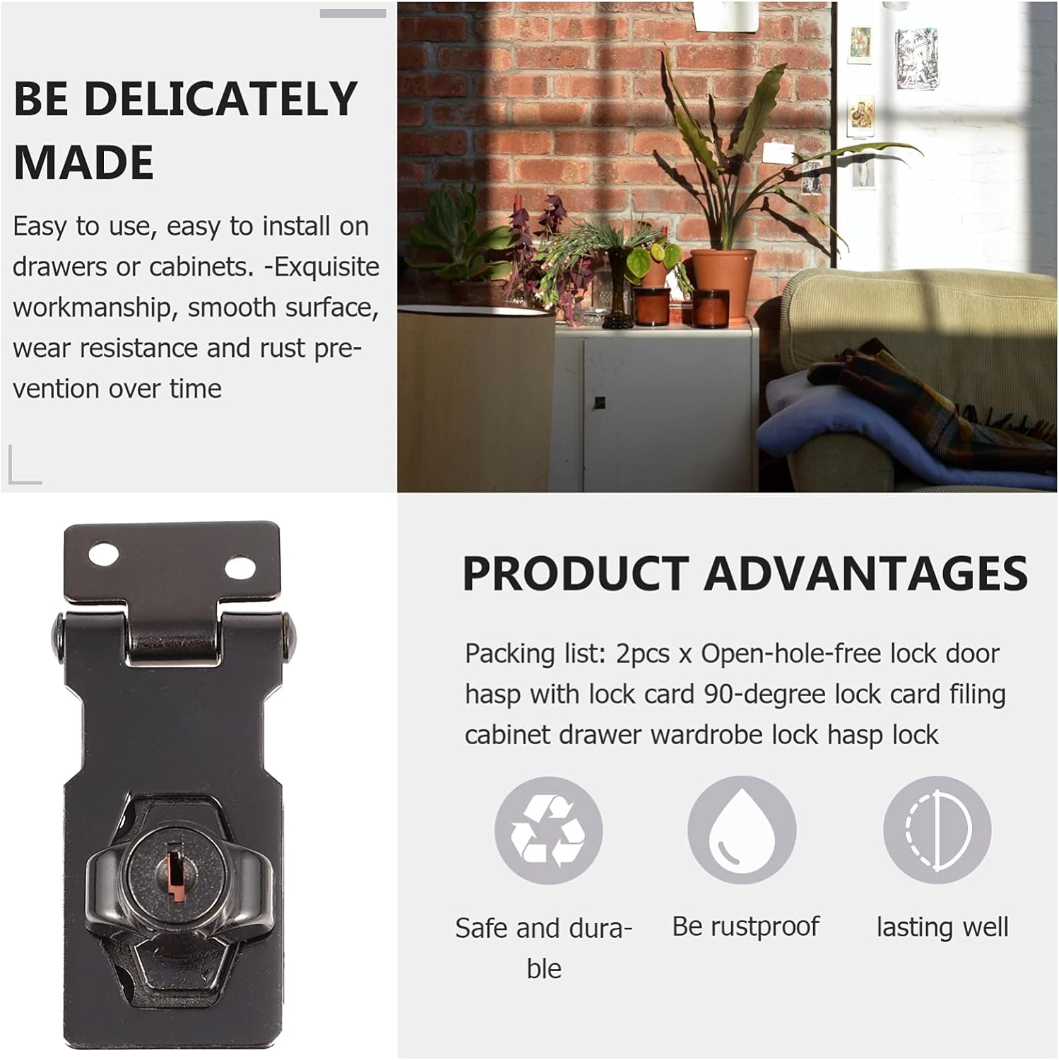 DOITOOL Wardrobe Cabinet Wardrobe Cabinet Cabinets 4pcs Keyed Hasp Locks Knob Locking Hasp 90 Degree Furniture Anti Lock Hardware for Cabinet Dresser Drawer Door Chain Lock Heavy Metal