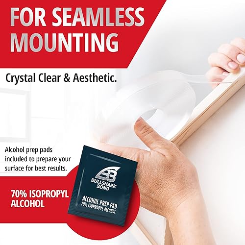 Miniatura 2 de Bullshark Bond Paquete de 2 cintas transparentes de doble cara de 0.079in, 1 pulgada de ancho, 16.5 pies (33 pies en total) de corte libre,