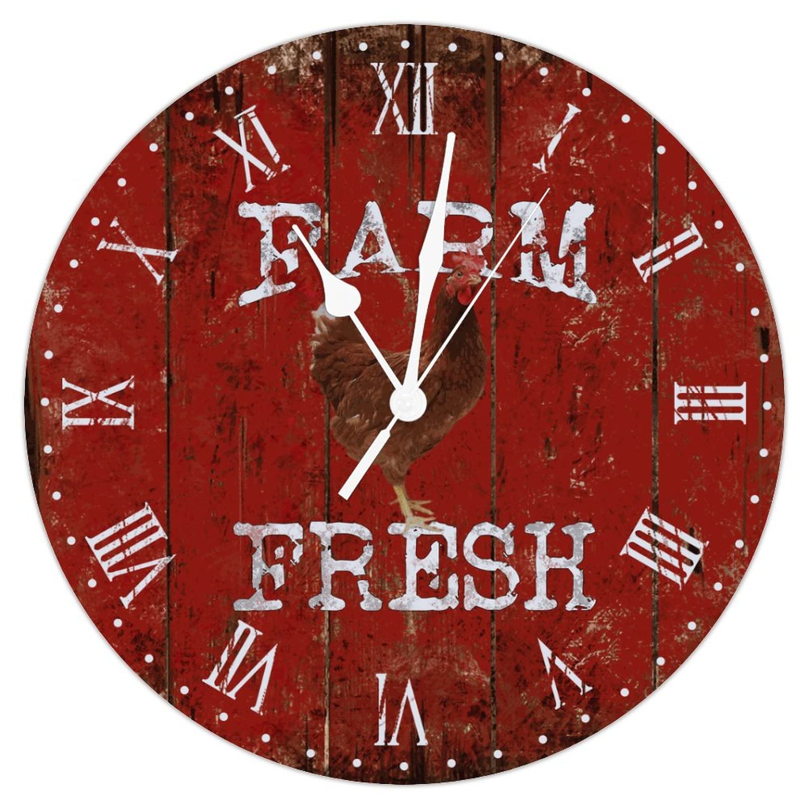 Horloge murale pour salon en bois vintage à motif coq