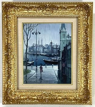 油絵　港 Amazon.co.jp: 内田晃 油彩画 雨の港（北欧） F3 直筆サイン入り