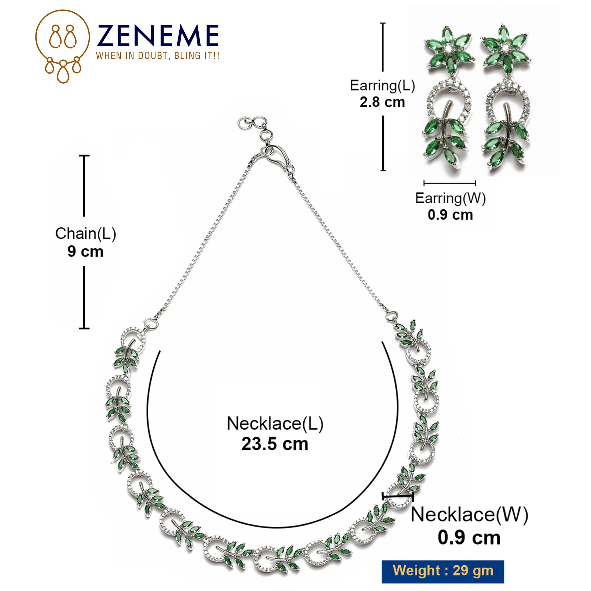 Rhodium-Plated Diamond Leaf Necklace Set