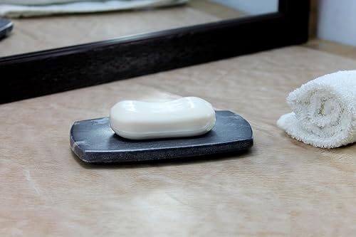 Miniatura 2 de KLEO Jabonera de piedra natural o accesorios de baño para bañera o lavabo (negro con líneas naturales)