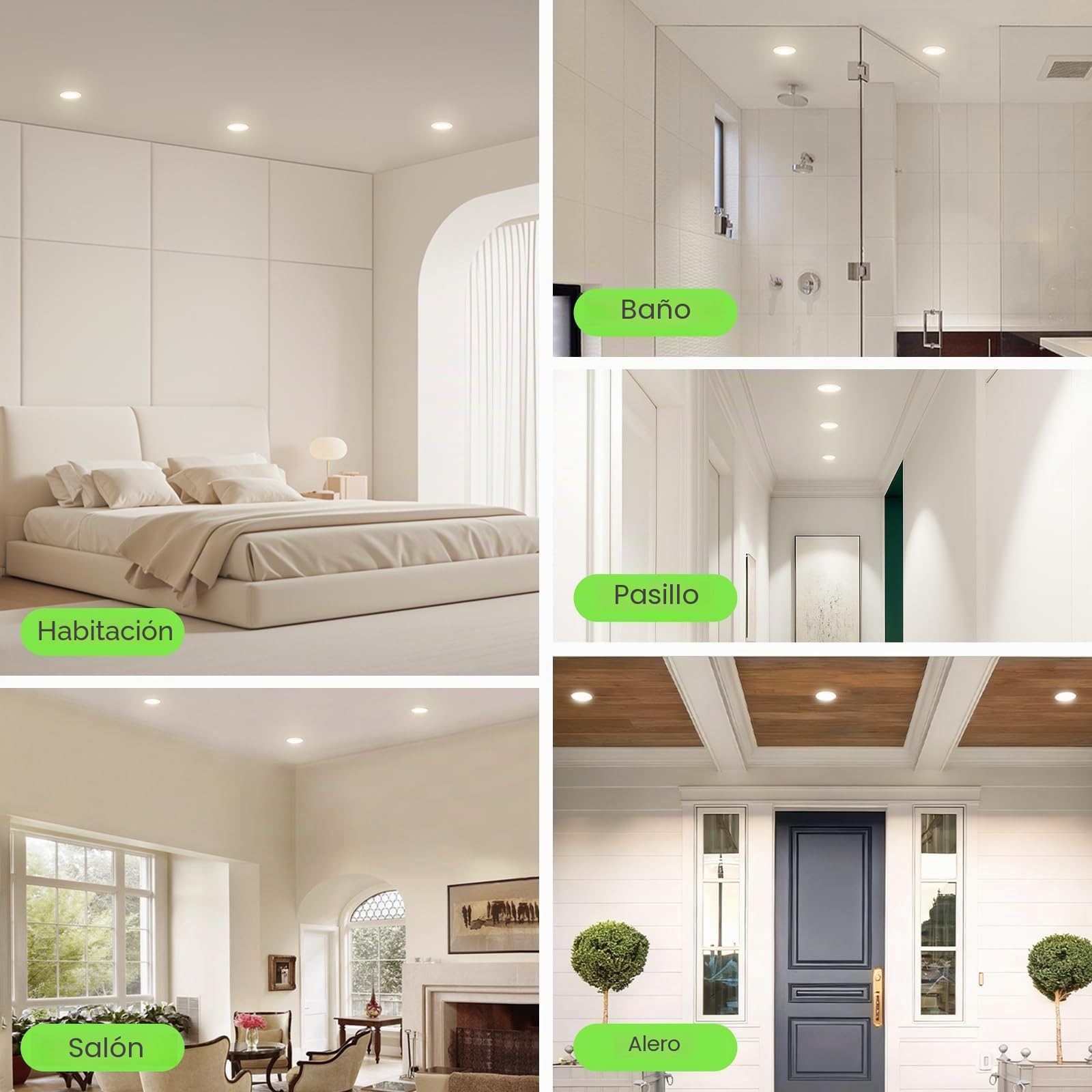 ALUSSO LIGHTING Focos Led Interior Techo,15W 1250LM downlight led techo empotrable,3CCT 3000K 4000K 6500K, IP44 Corte 140-160mm, Foco Empotrable Led Techo Para baño,Cocina, dormitorio,Blanco,6 Pack | AC 220-240V,Dimmbar 10-100%,Warmweiß 3000K Neutralweiß