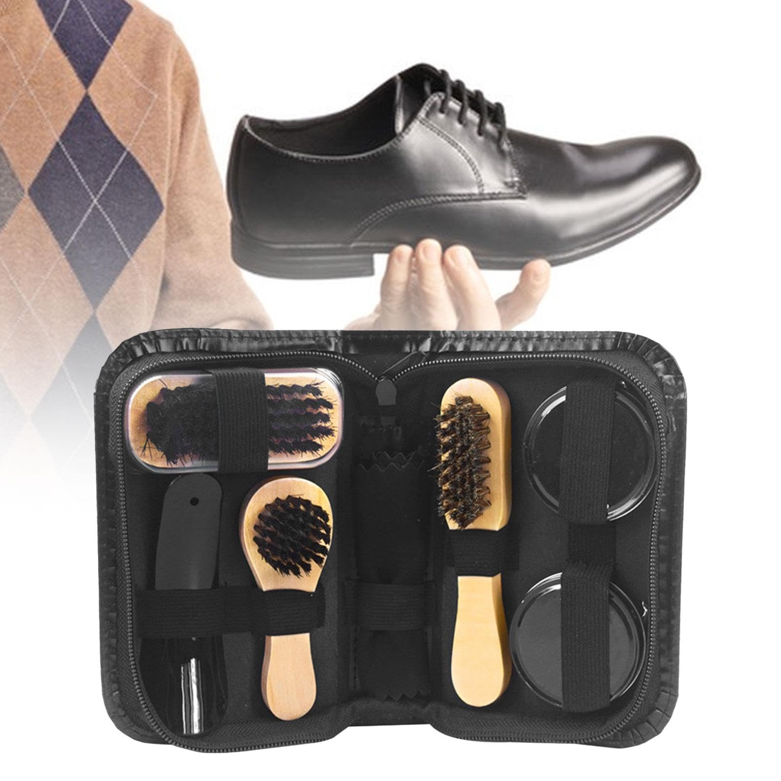 Lederpflege set Schuhputzset Schuhbürsten Schuhcreme Schuhanzieher Aufbewahrungstasche Multifunktion für Schuhpflege Lederwarenreparatur