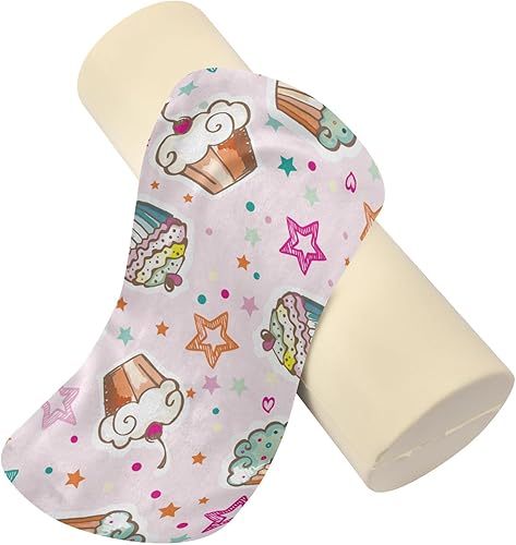 Miniatura 4 de JUNZAN Cartoon Kawaii Desserts Cupcakes Stars Pink Bolster Pillow Headboard Neck Roll Pillow Cover Lumbar Round Pillow for Neck Roll Covers with