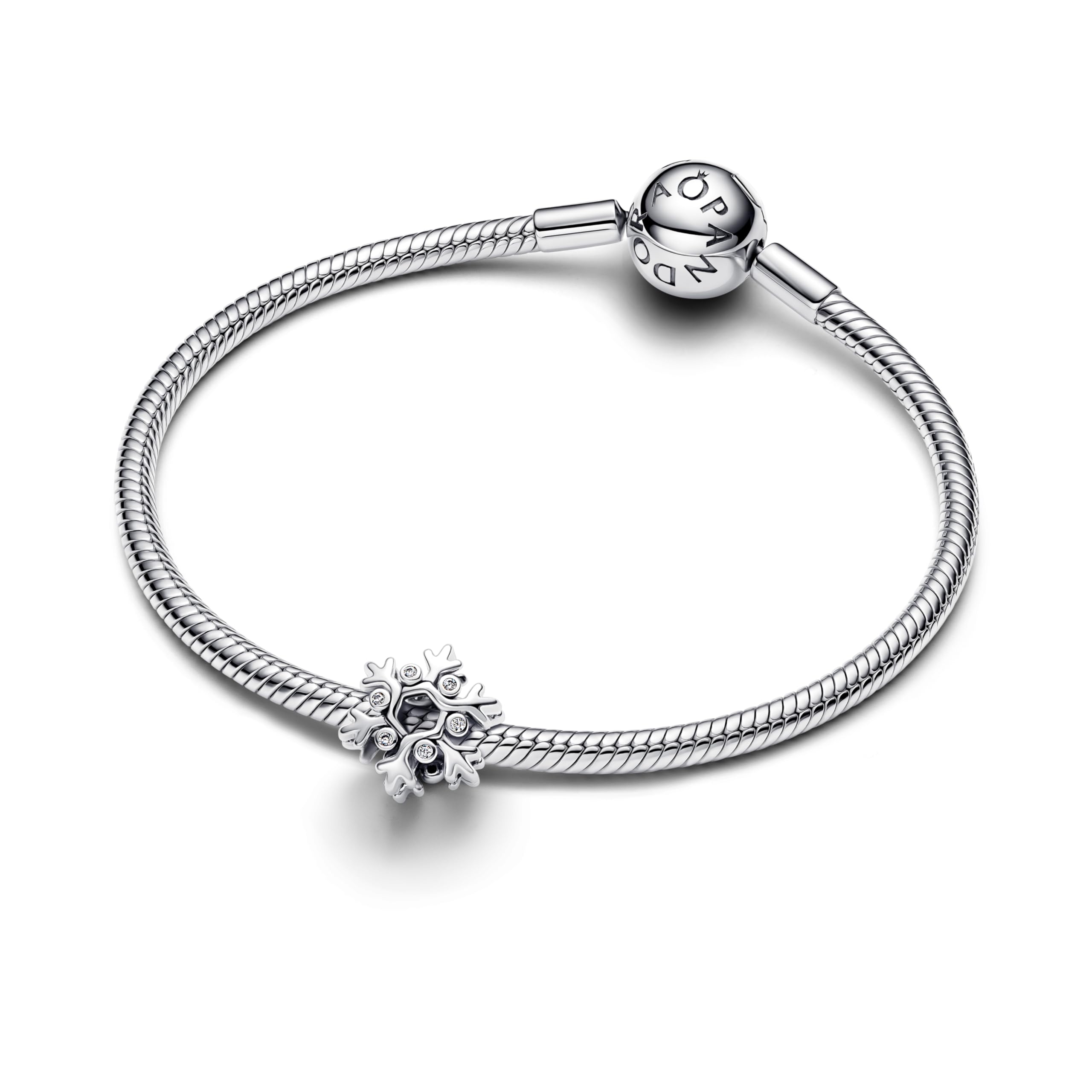 PANDORA Moments 794249C01 - Ciondolo a forma di fiocco di neve in argento sterling con zirconi, compatibile Moments