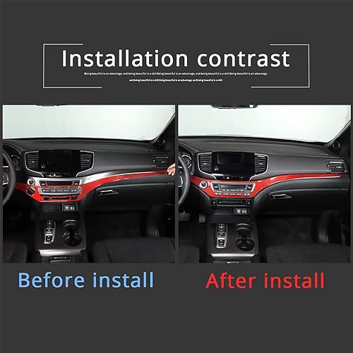 Miniatura 2 de Decoración de consola central de automóvil de fibra de carbono real suave 3D, marco de decoración, kit de decoración compatible con Honda Pilot 2015