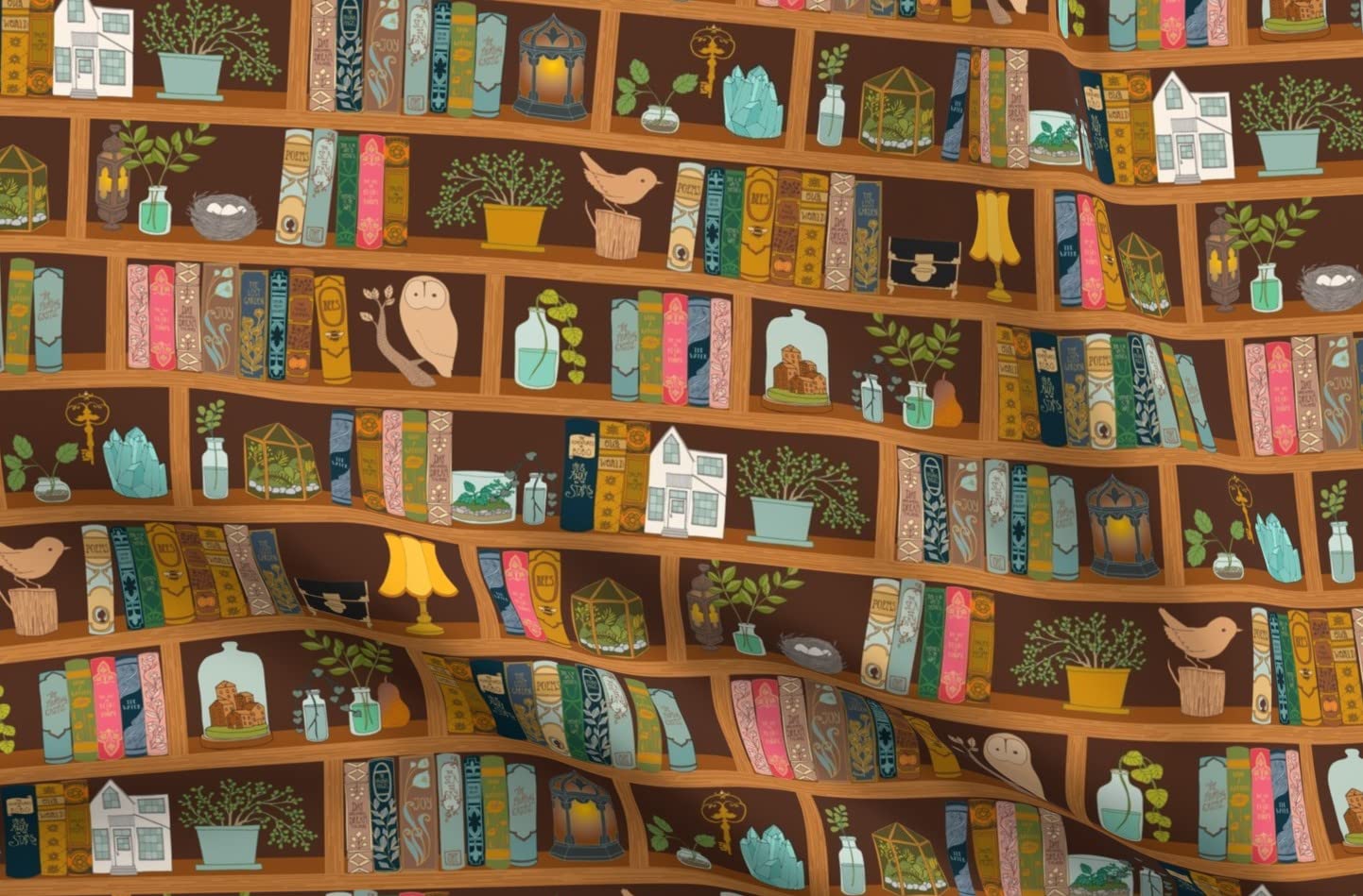 Spoonflower Fabric - Library Home Reading Books Bookshelf Printed on Petal Signature Cotton Fabric Fat Quarter - Sewing Quilting Apparel Crafts Decor