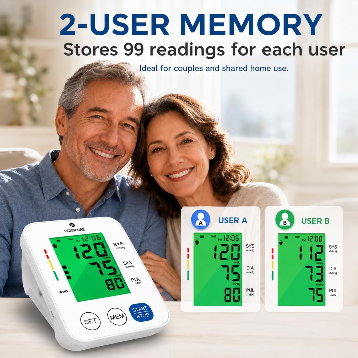 Monitor de presión arterial de brazo eléctrico, dispositivo automático de presión arterial para el hogar, color blanco