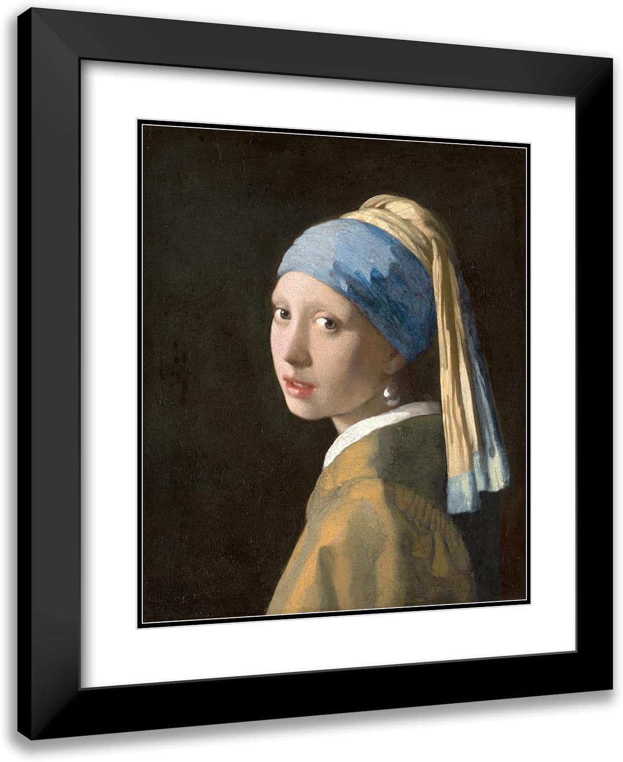 ArtDirect Johannes Vermeer 20x23 Black Modern Frame and Double Matted Museum Art Print Titled - Girl with a Pearl Earring (C. 1665)