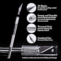 Vista 5 de WA Portman - Juego de cuchillos de hobby – 1 cuchillo de precisión con 10 cuchillas de acero SK5#11 – Herramienta de corte de arte para papel