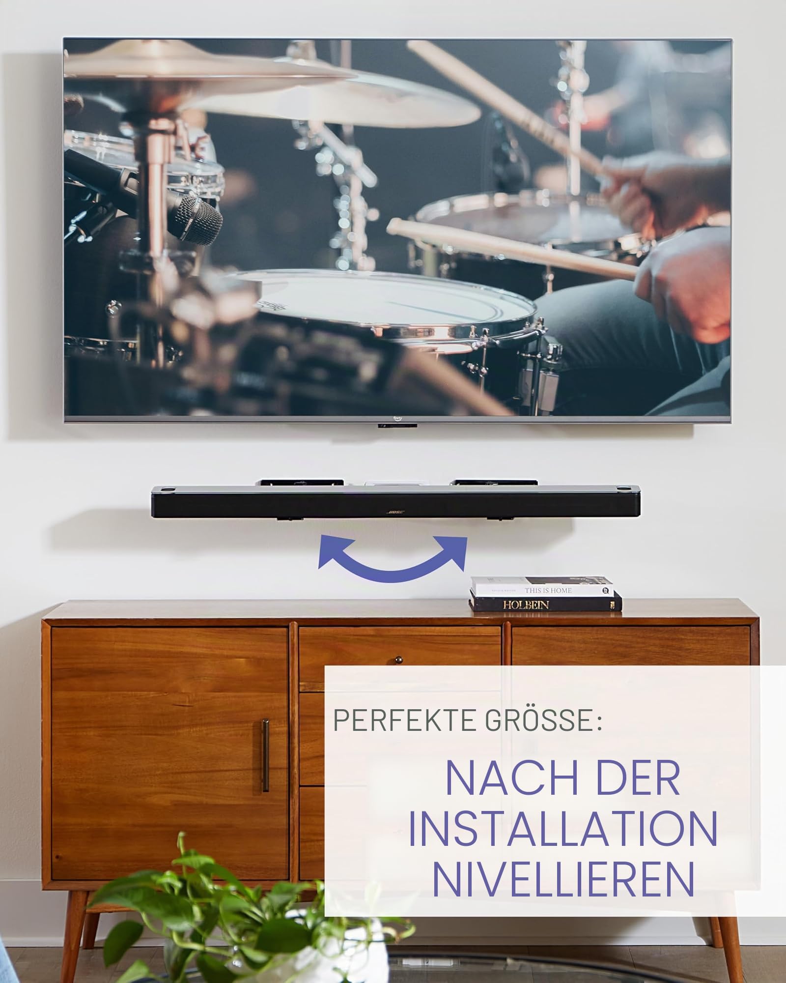 Sanus Universelle ausziehbare Soundbar-Wandhalterung – kompatibel mit den meisten Soundbars, unter TV-Lautsprecherhalterungen für eine einfache und sichere Installation Ihrer Soundbar