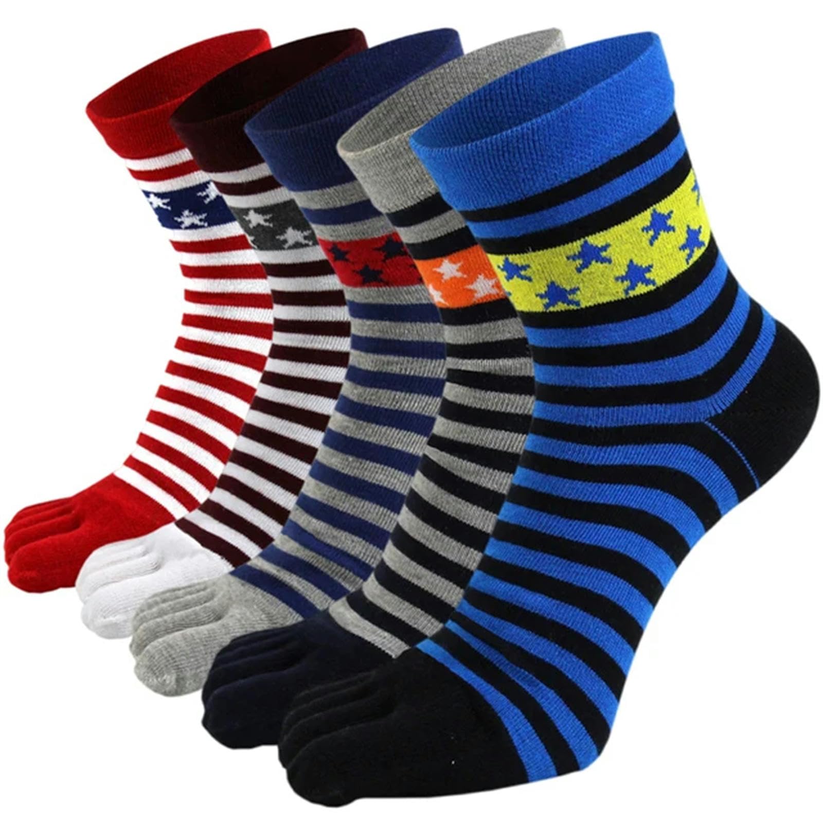 Calcetines Hombre 5 Pares De Algodón Five Socks Men Aprendible Medicias De Tubo Intermedio Socks Toe Socks