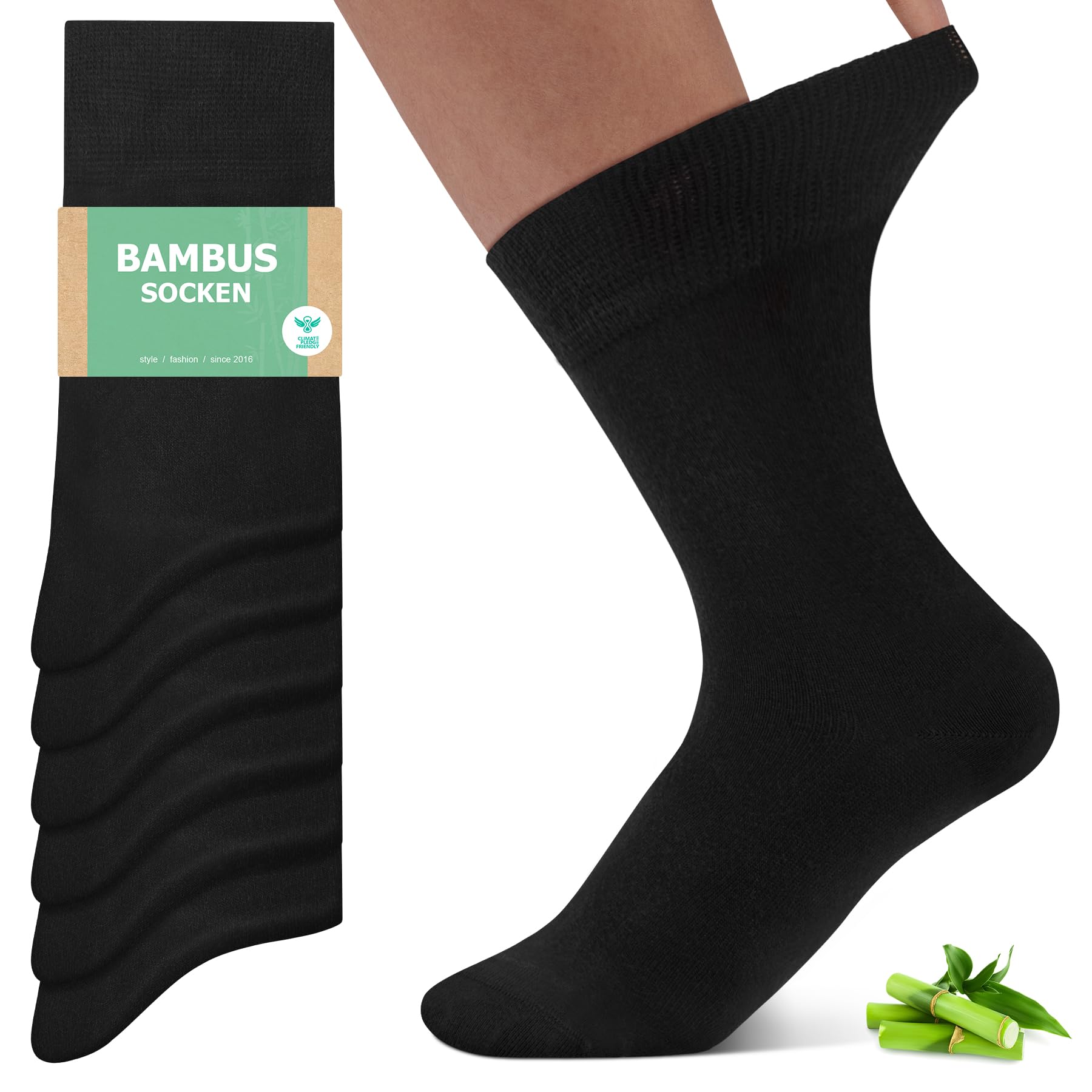 FALARY Herren Bambussocken gegen Schweißfüße und Geruch - Elegante Bambus Socken für Anzug und Business - Nahtlose Bambus-Viskose Socken Schwarz - 43-46 - 6 Paar