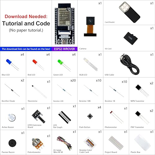 Miniatura 2 de FREENOVE Kit básico de inicio para ESP32-WROVER (incluido) (compatible con Arduino IDE), cámara inalámbrica integrada, Python C, tutorial detallado