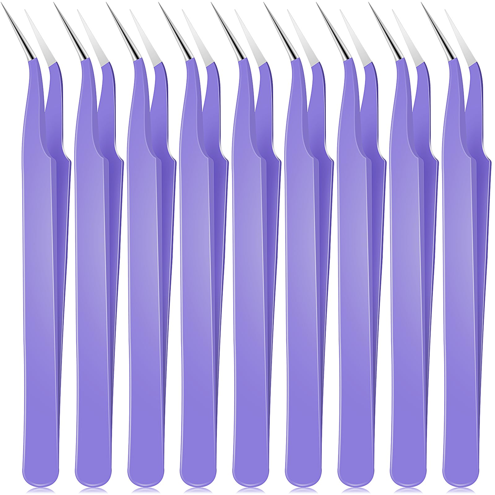 Photo 1 of Honoson 9 Pcs Curved Pointed Craft Tweezers Precision Tweezer,Purple