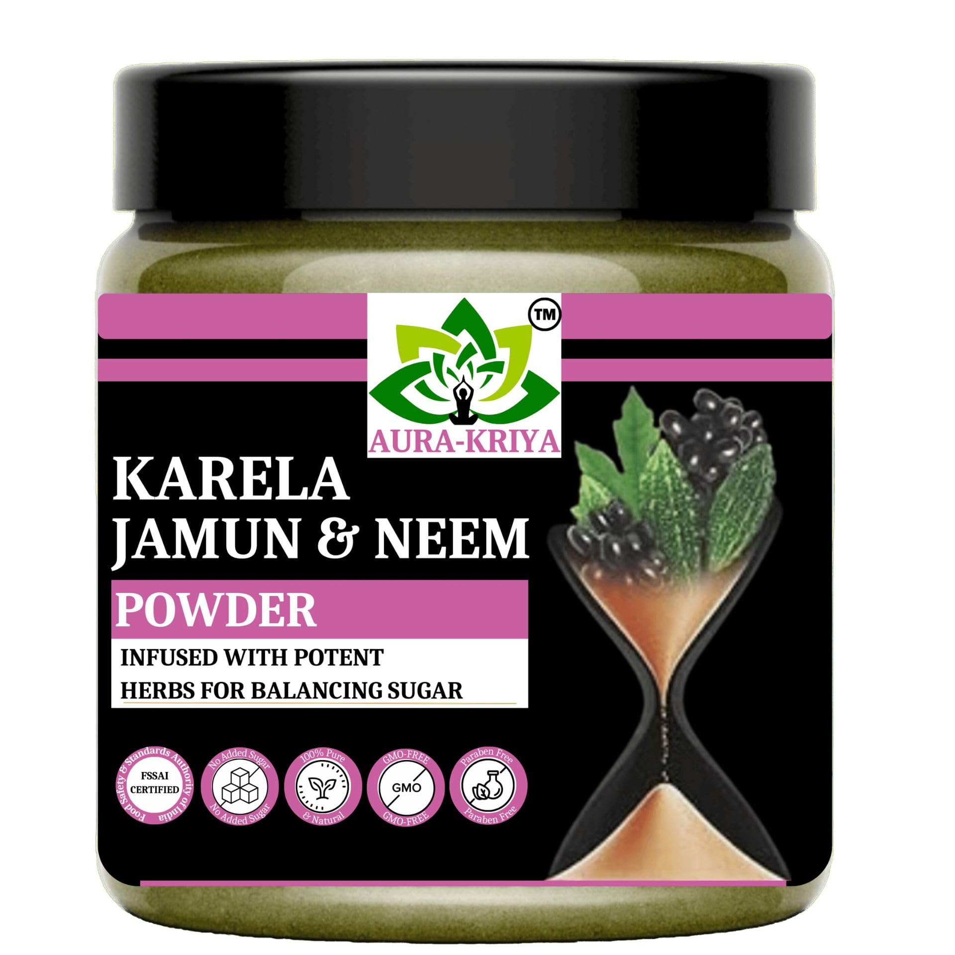 Aura Kriya Pure Neem Karela Jamun Powder for Sugar Management (100 gm, Pack of 1)