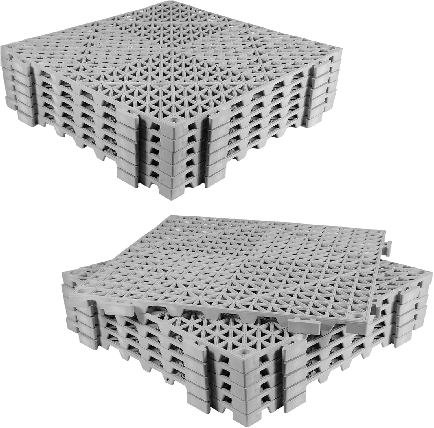 12Pcs Drainage Interlocking Floor Tiles 11.8" x 11.8", Modular Interlocking Cushion Soft PVC Floor Non-Slip Splicing Waterproof Mat for Drain, Pool, Shower, Patio, Balcony, Bathroom, Kitchen, Yard