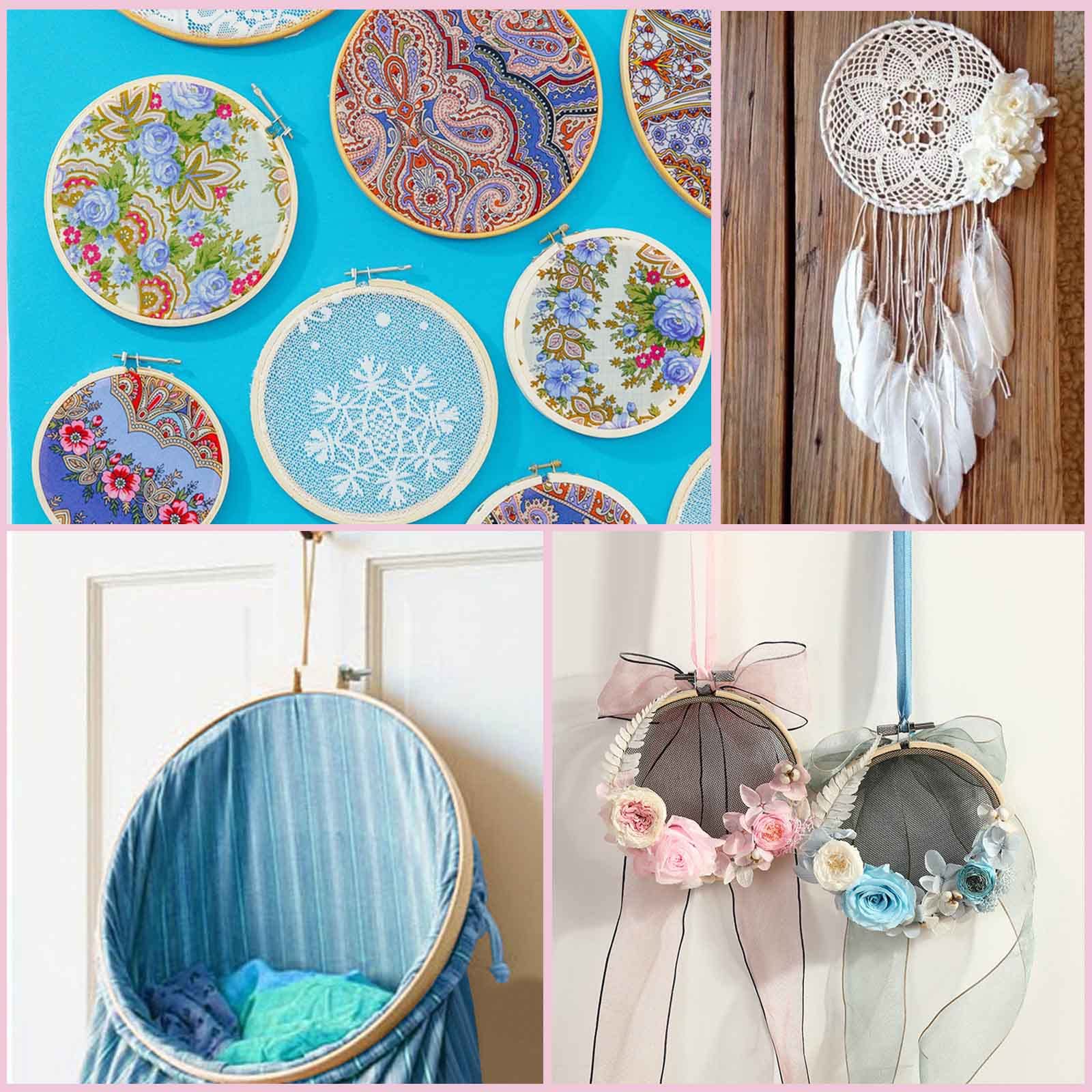 3 Stück Stickrahmen Bambus - 3/6/8 Zoll Verstellbar Rund