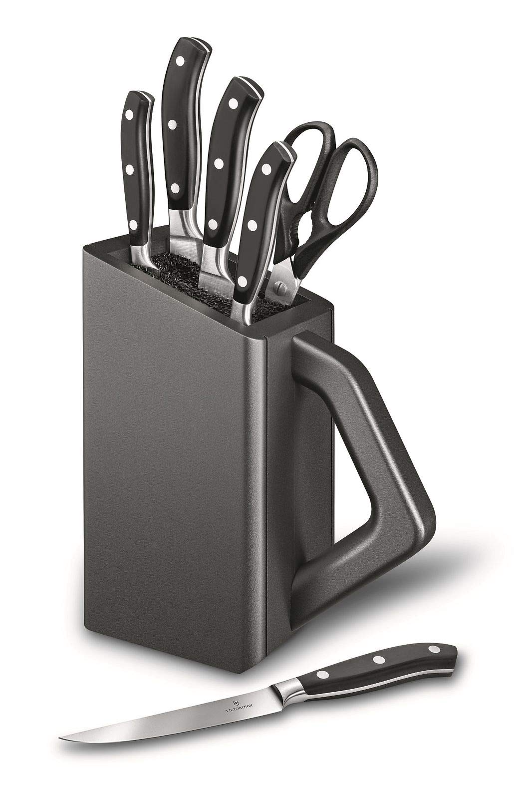 Victorinox Grand Maître Knife Block, Incl. 6 Pieces of Forged Knives, Knife Storage, Elegance, Black