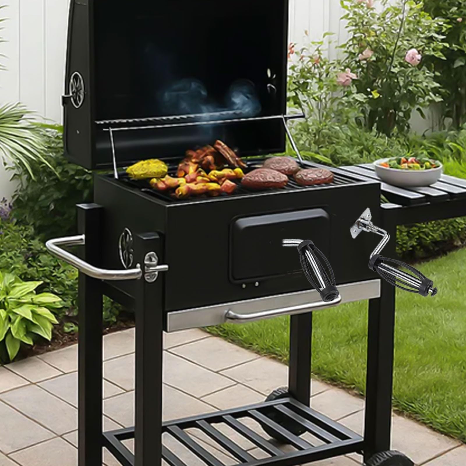 Maniglia per barbecue per Traeger e forno Marche in acciaio inox, manico lungo per affumicatori stufe a legna (2 A+2 B)