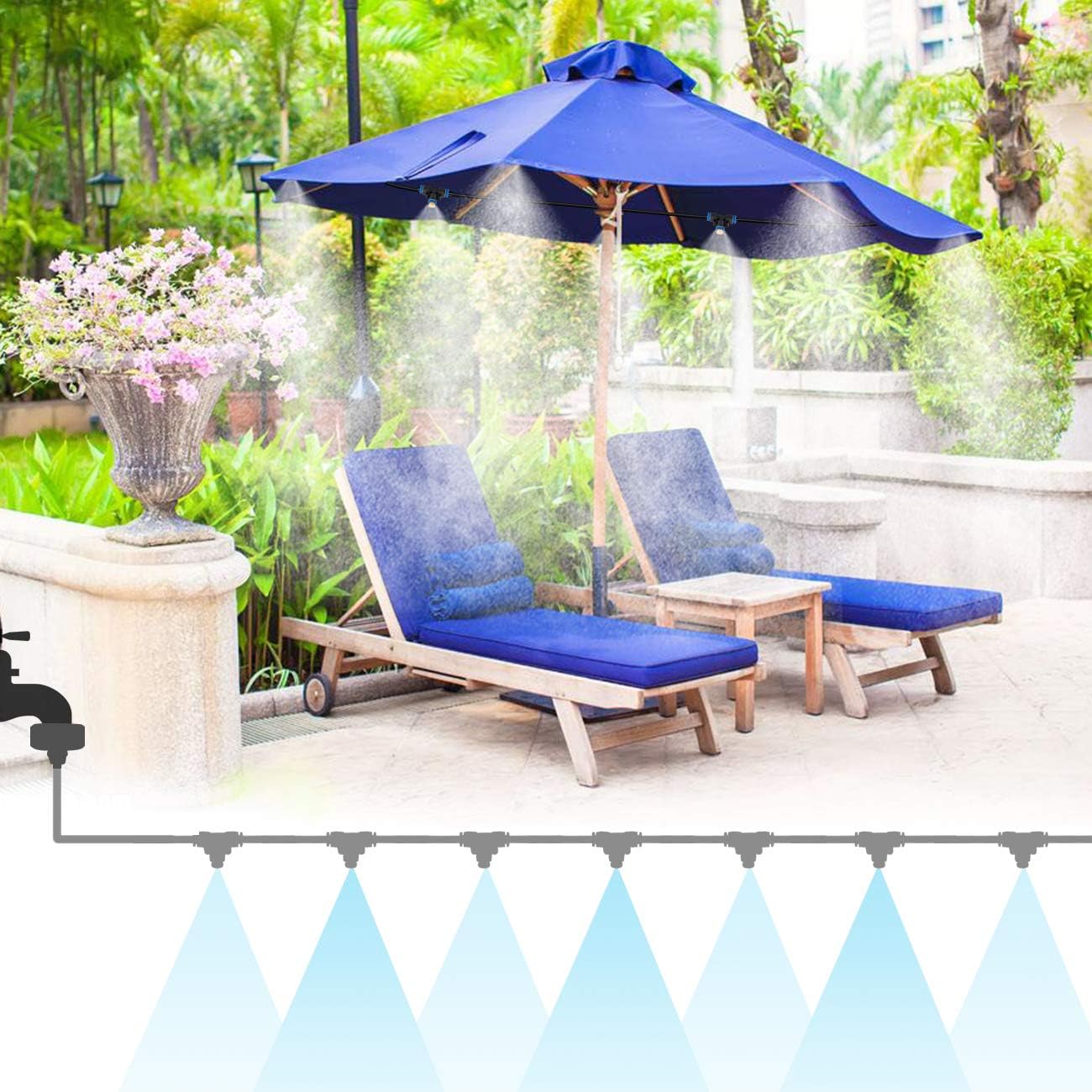 Misting Cooling System Mist Cooling System DIY Outdoor Mist Irrigation Cooling System Leak Proof Cooling System for Patio Garden Lawn Greenhouse (20)