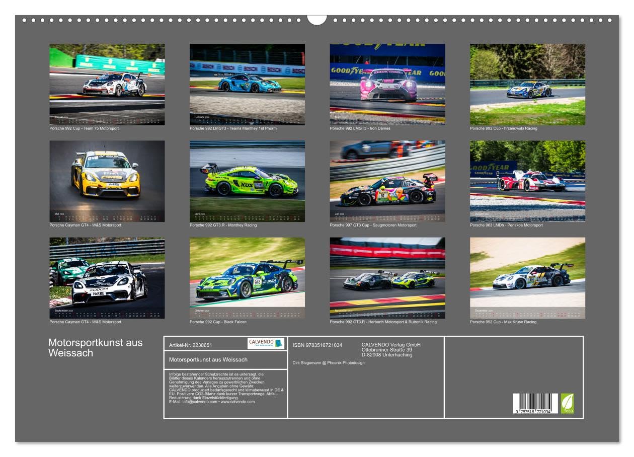 Motorsportkunst aus Weissach (Wandkalender 2026 DIN A2 quer), CALVENDO Monatskalender