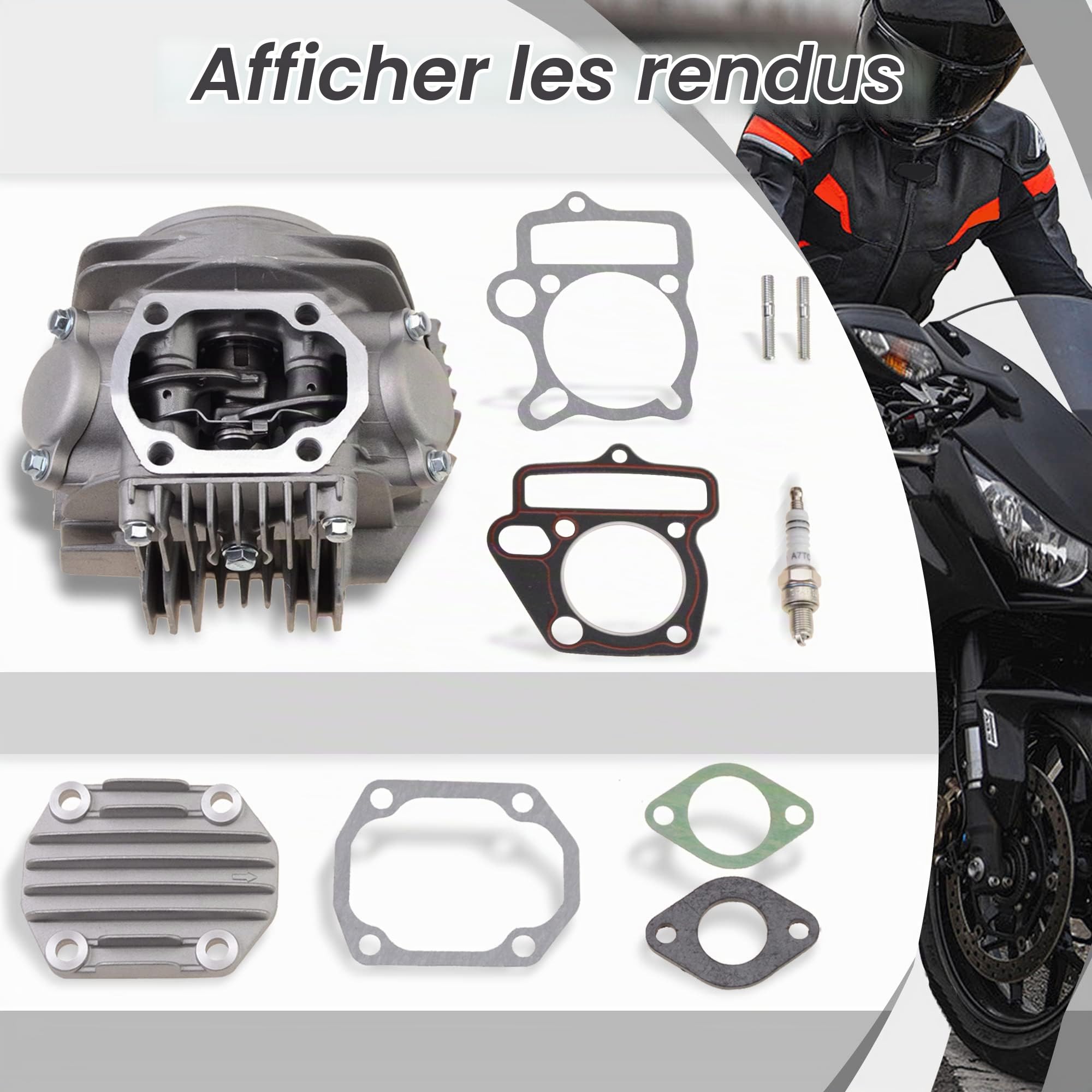 GOOFIT 52.4mm culasses A7TC Bougie d'allumage Kit de Reconstruction de Joints de Remplacement pour 4 Temps LIFAN 110CC 125cc Moteur de Moto ATV Go Kart Pocket Dirt Pit Bike