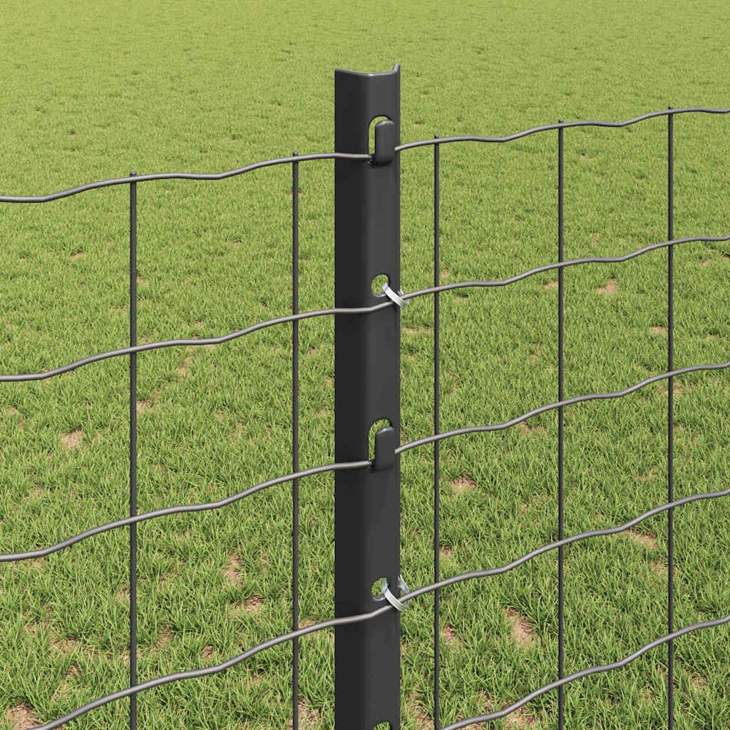 Postes de valla de hormigón gris, acero con recubrimiento en polvo, 160 cm, juego de 44 para travesaños, para jardín, terraza, parcela, protección contra la intemperie y exterior