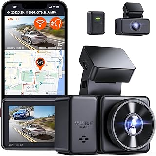 Dash Cam Front and Rear 2.7K + 2.7K 5G WiFi GPS WDR, VANTRUE E2 Dashcam for Car Voice Control, Car Camera 15s Pre-record Parking Mode, Dashboard Camera Night Vision 160 Wide Angle G-Sensor, 512GB Max