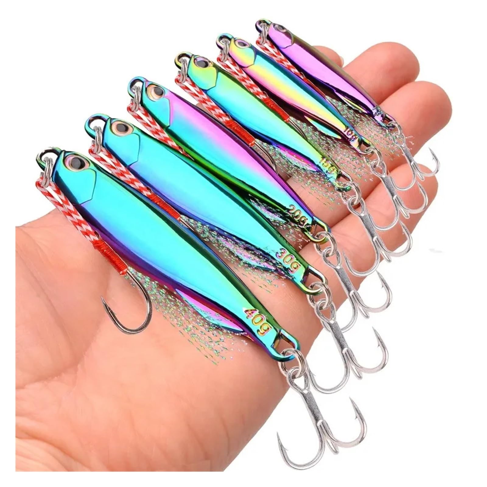 INEOUT 10 Pièces Cuillère De Pêche Leurre Ensemble 5g 10g 15g 20g 40g Métal Truite Leurres Coulée Pesca Cuillère Jig Pêche en Mer Leurre Attirail Bar d'eau Salée