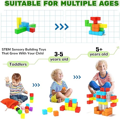 Miniatura 3 de 40 bloques magnéticos para juguetes para niños pequeños, cubos magnéticos grandes, bloques de construcción imprescindibles para el aula, juguetes