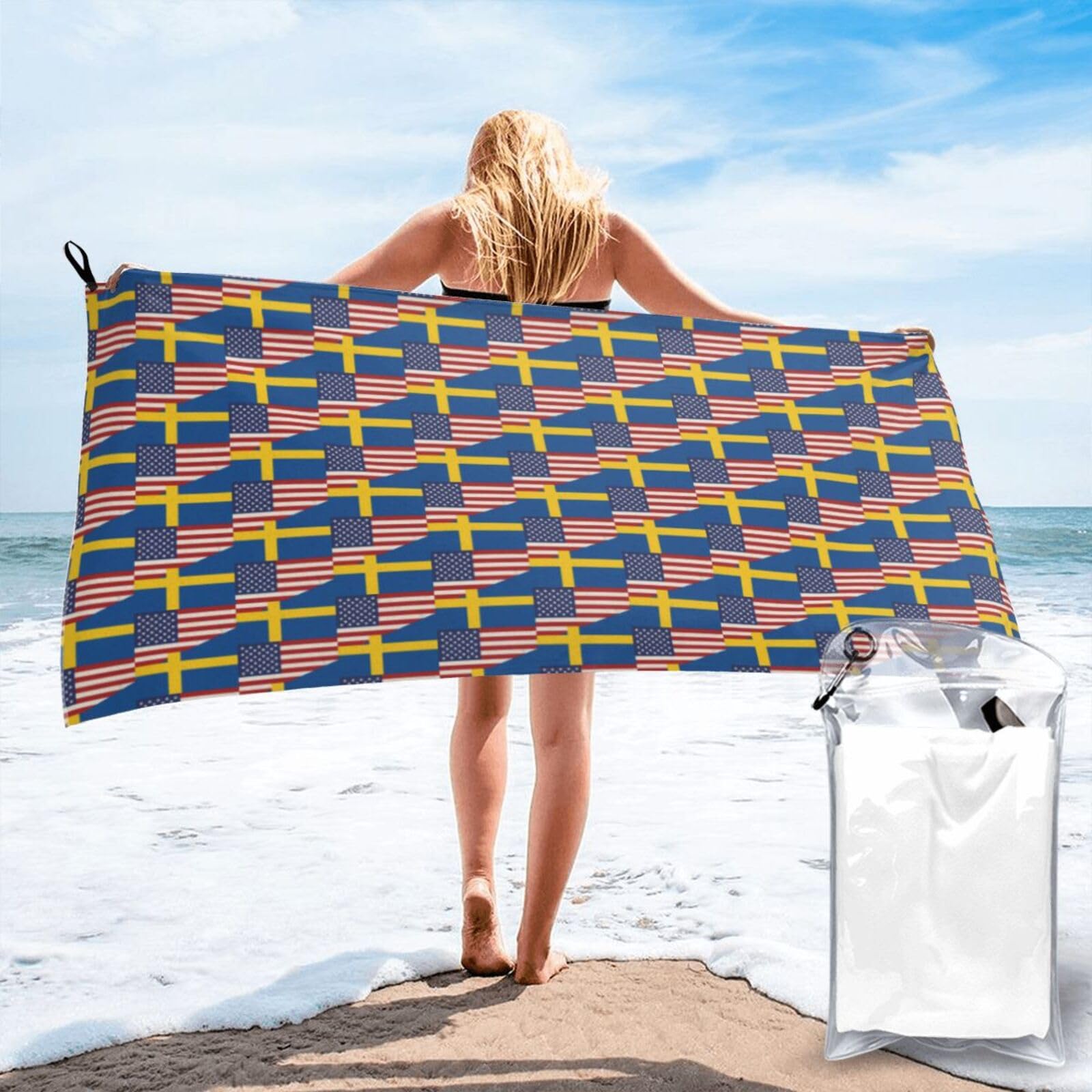 FHIZOAL United States & Sweden Quick Dry Towel Microfibre Towel Super Absorbent Ultra Compact Gym Sports Beach Camping Travel