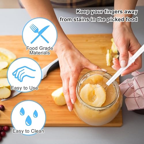 Miniatura 4 de Tophoniex Recogedor de pepinillos, 2 unidades, pellizcador de pepinillos de lujo de acero inoxidable y plástico, herramienta de agarre de pepinillos