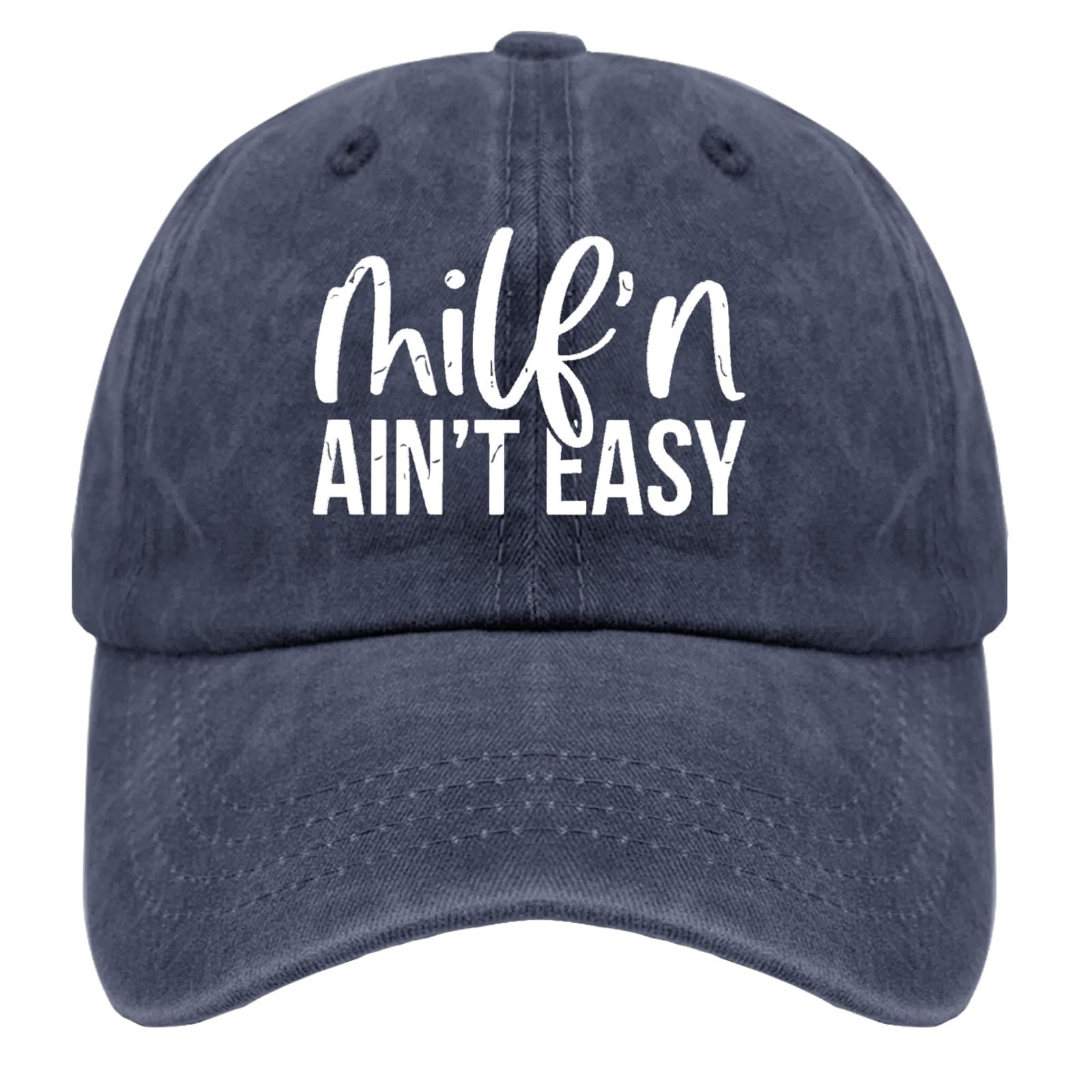 Milf'n Ain't Easy Sun Hat USA Cowboy Hat Navy Blue Mens Hat Gifts for Boyfriends Sun Caps